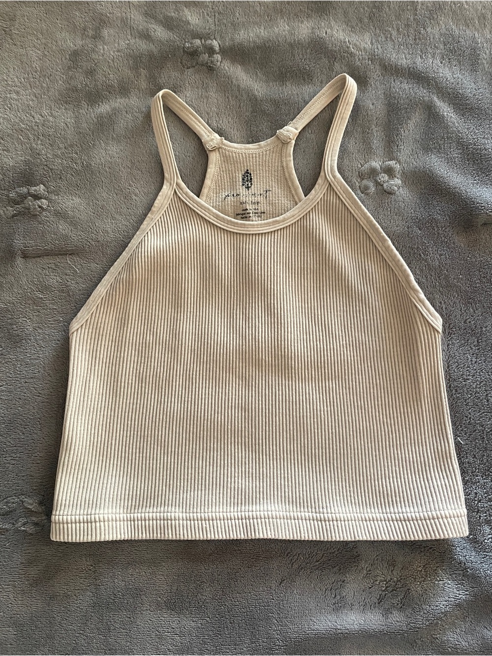 Free People Ribbed High-Neck Crop Tank - Cream